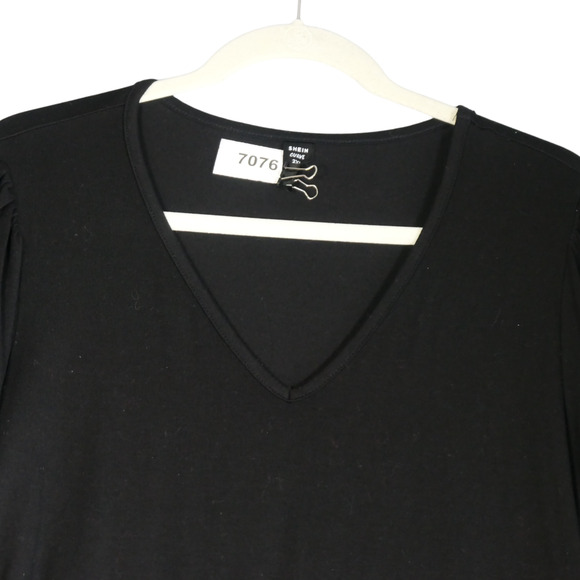 Shein Curve Bodysuit Womens 2XL Black Long Sleeve Blouse Round Neck Stretch - Picture 2 of 14